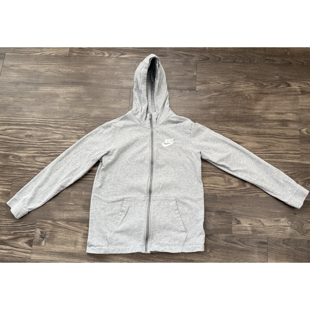 Youth Nike Full‎ Zip Jacket Coat 100% Cotton Gray XL Unisex Sportswear